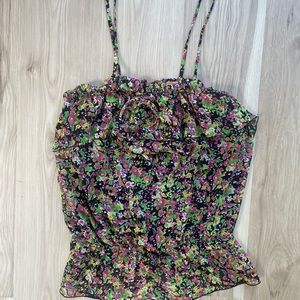 F21✨Black Floral Tank Top